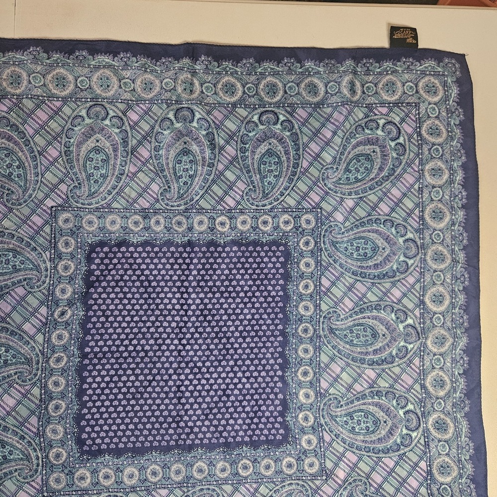 Vintage Art Of The Scarf‎ Silk Paisley Tie Rack Japan Purple Teal